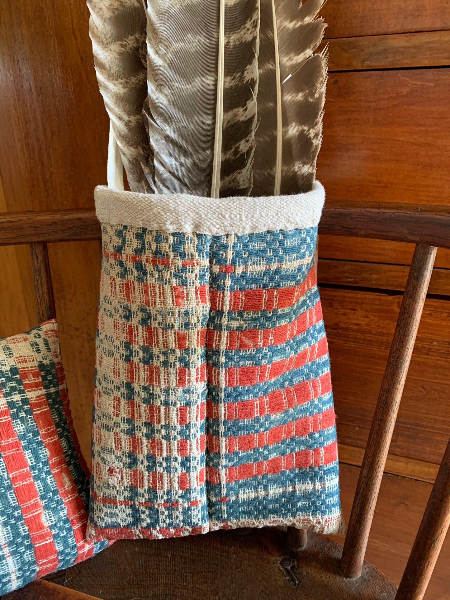 Antique Coverlet Swiss Cross Pocket
