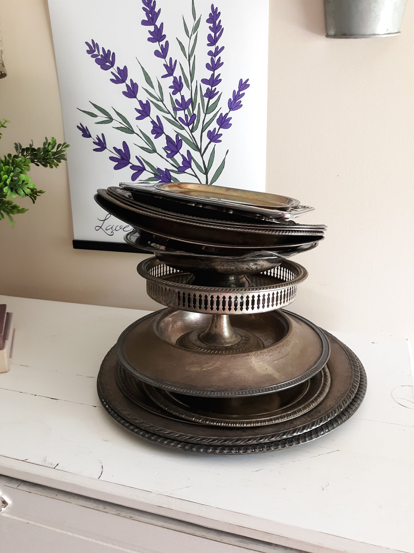 Vintage Octagonal Silver Plate Tray