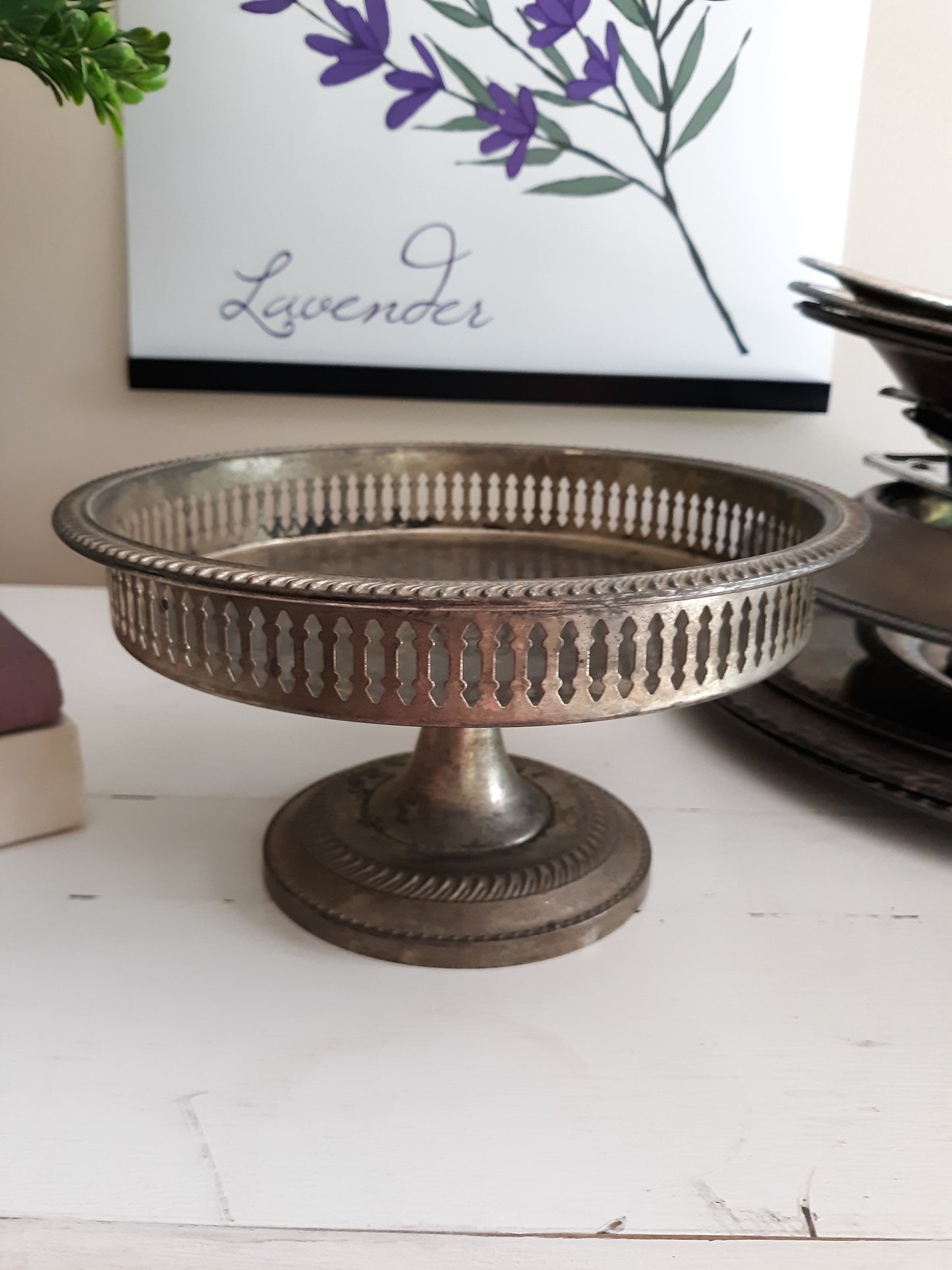 Vintage Silver Plated Pedestal Pastry Tray