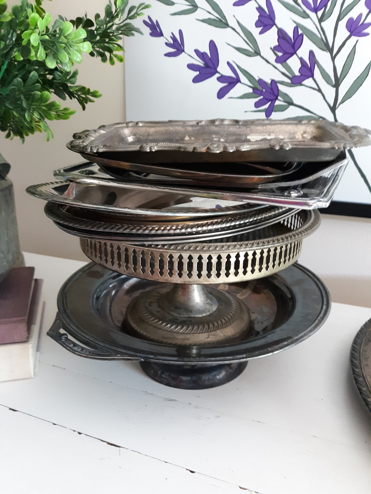 Vintage Silver Plated Pedestal Pastry Tray