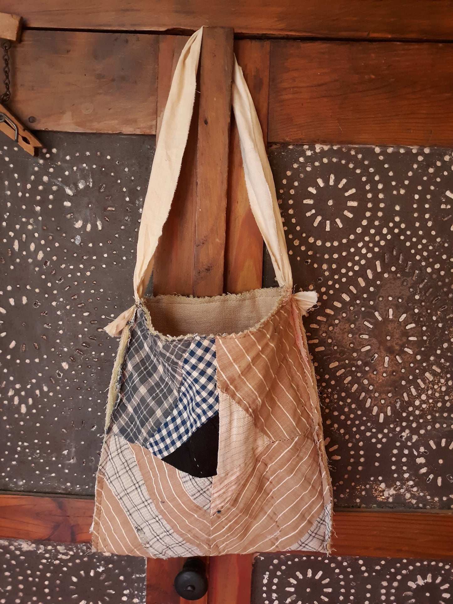 Antique Quilt Ditty Bag with Cloth Handle