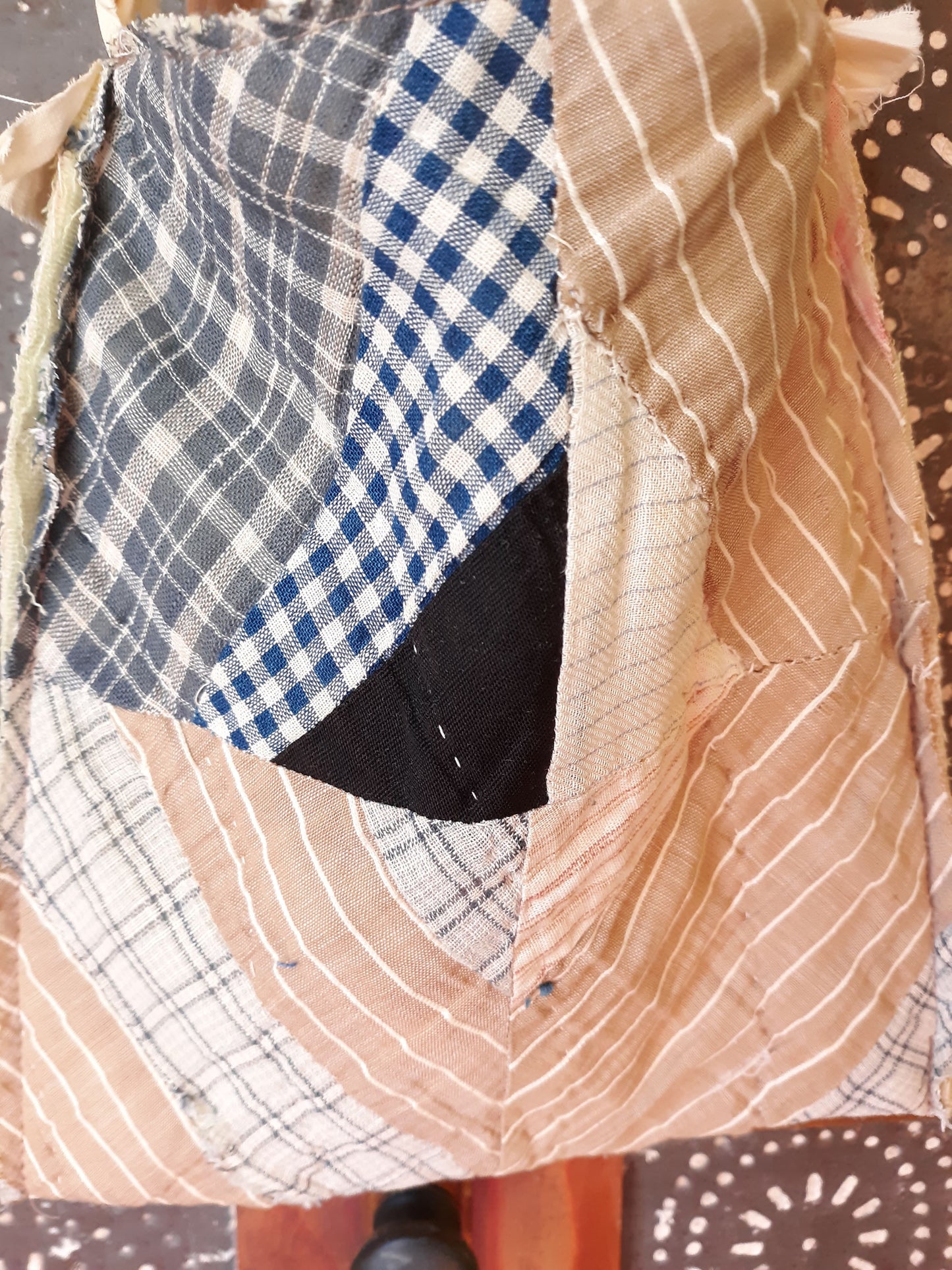 Antique Quilt Ditty Bag with Cloth Handle