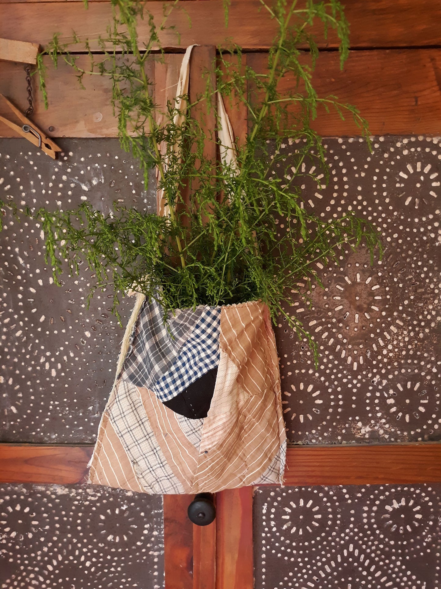 Antique Quilt Ditty Bag with Cloth Handle
