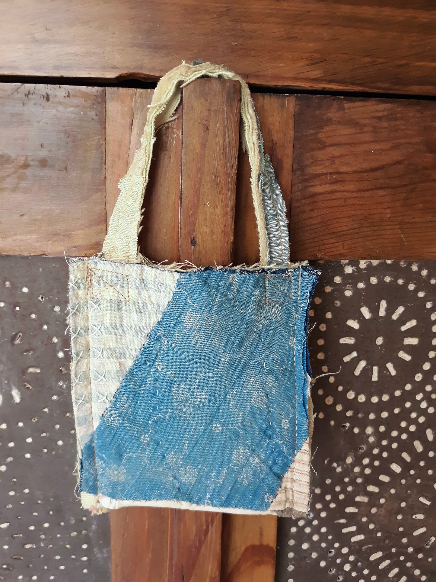 Antique Quilt Small Hanging Ditty Bag
