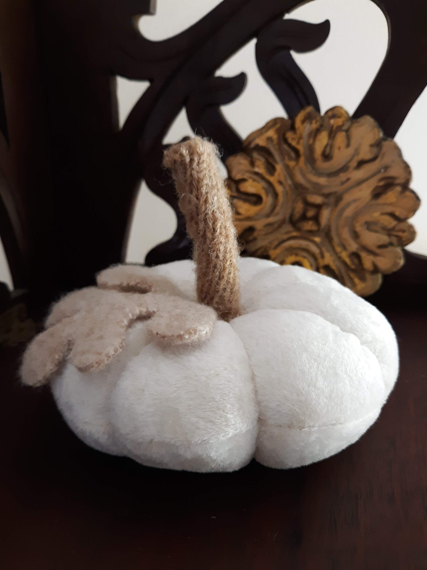 Vintage Velvet Pumpkin - White - Short Stems