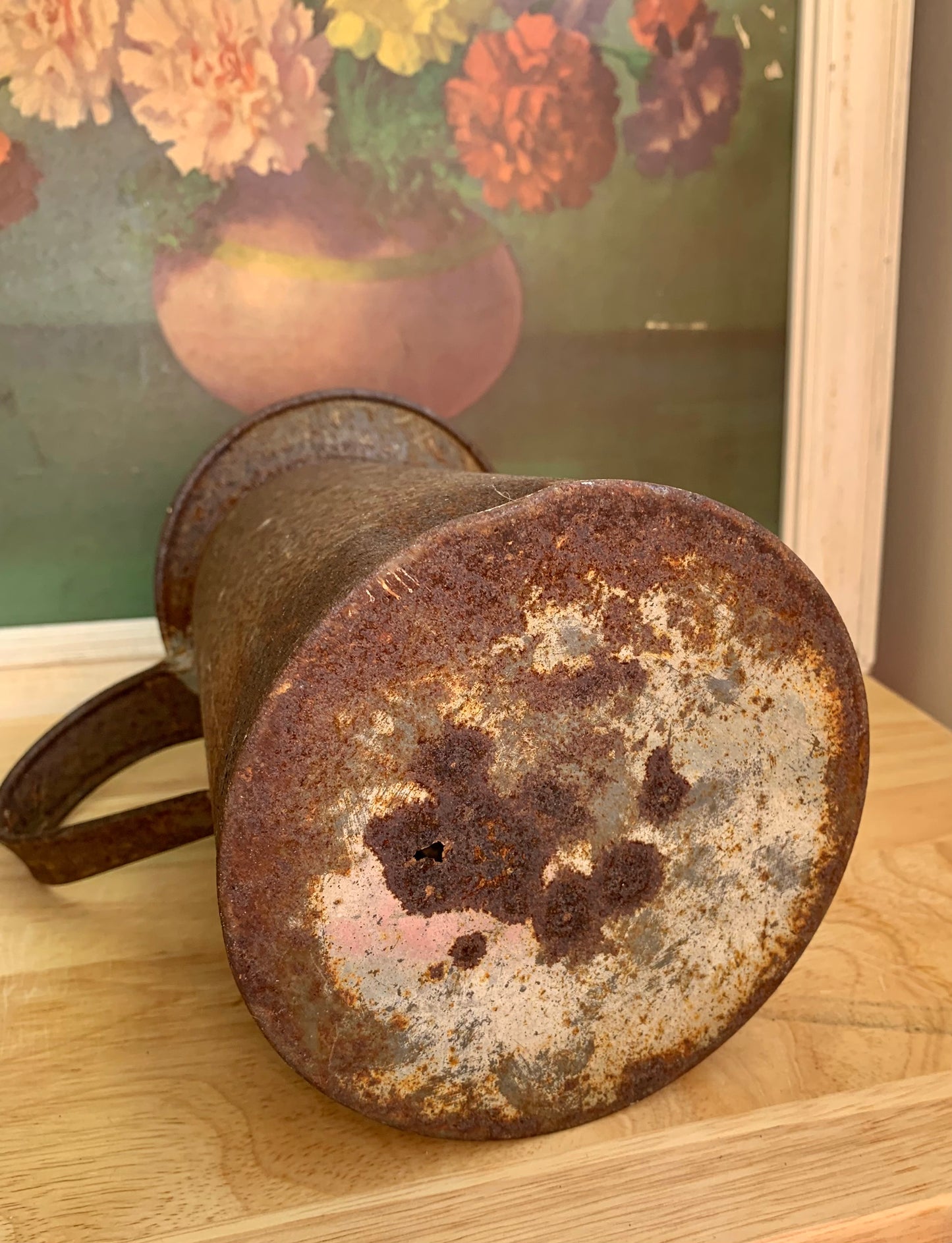 Rusty Pitcher with 5 Wooden Spoons
