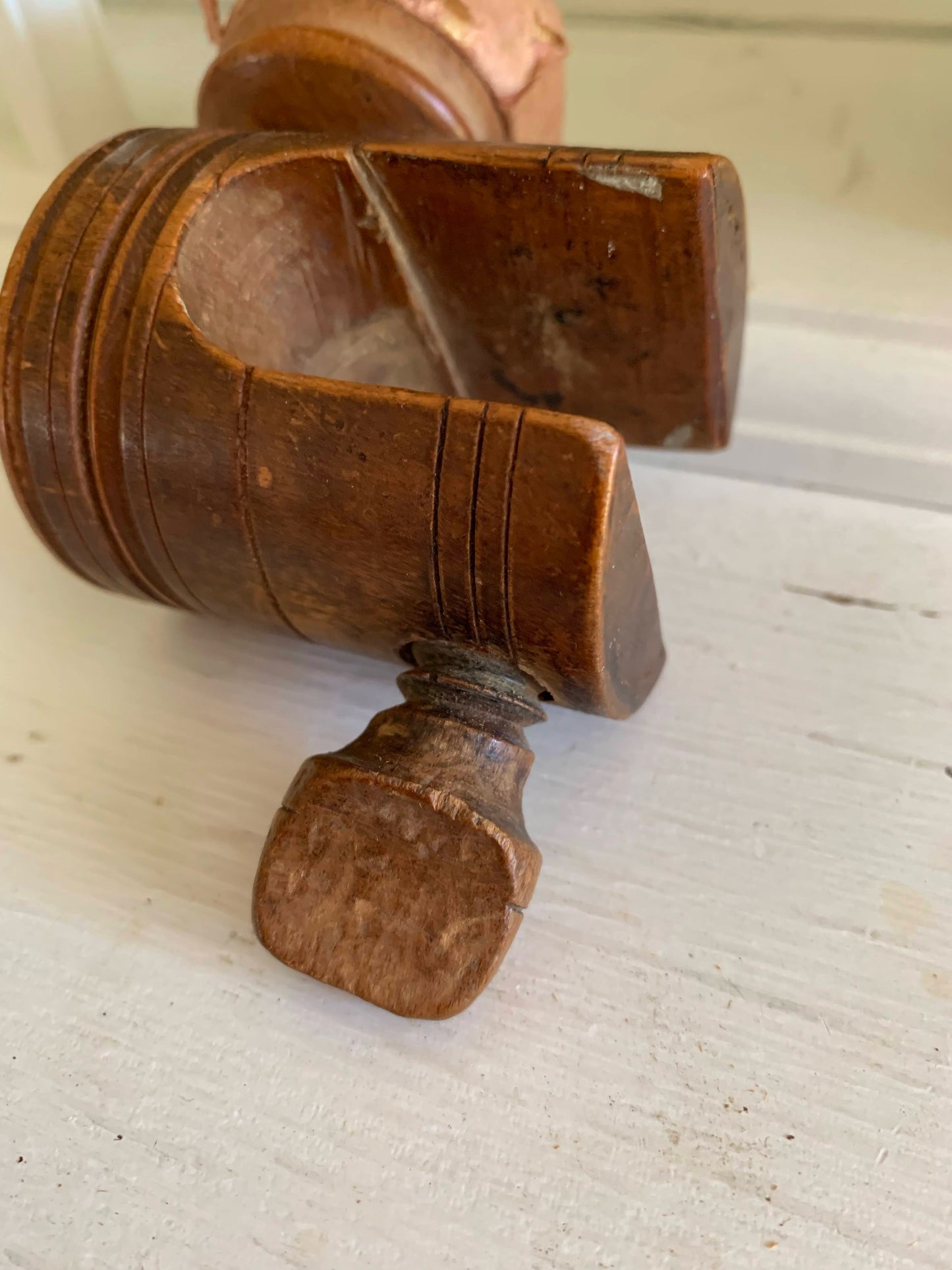 Antique Wood & Silk Sewing Clamp