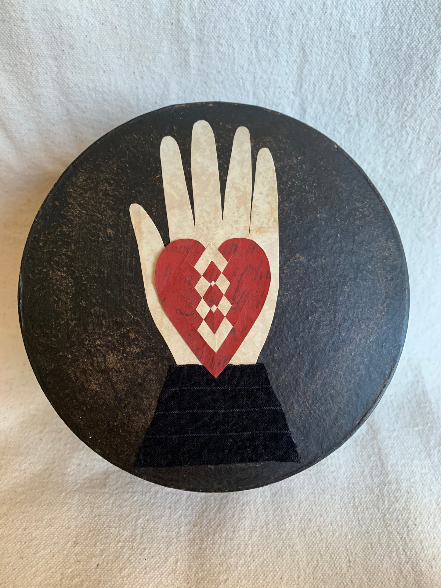Black Heart in Hand Box with Pincushion