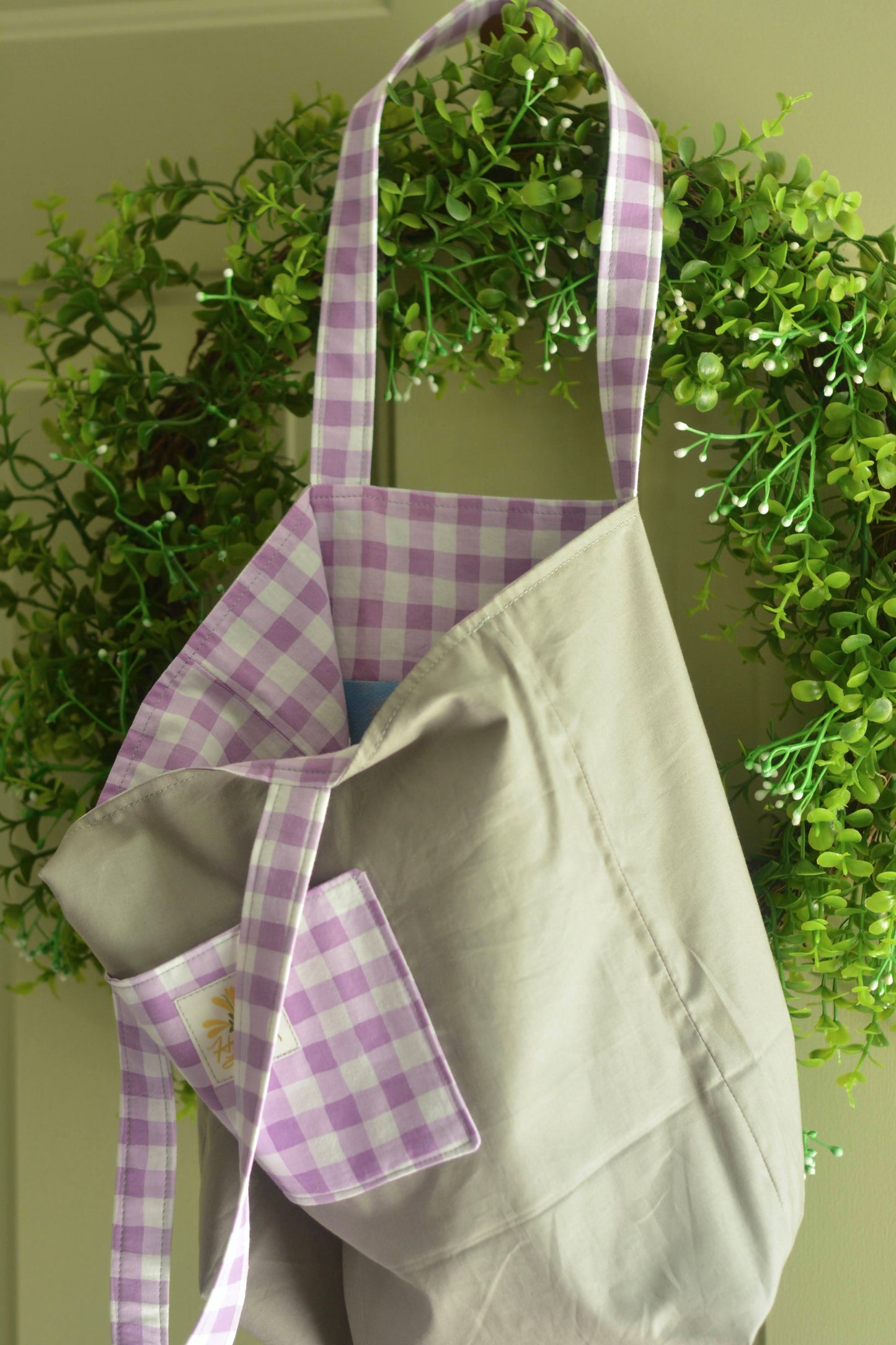 Lilacs & Gingham Market Tote Bag
