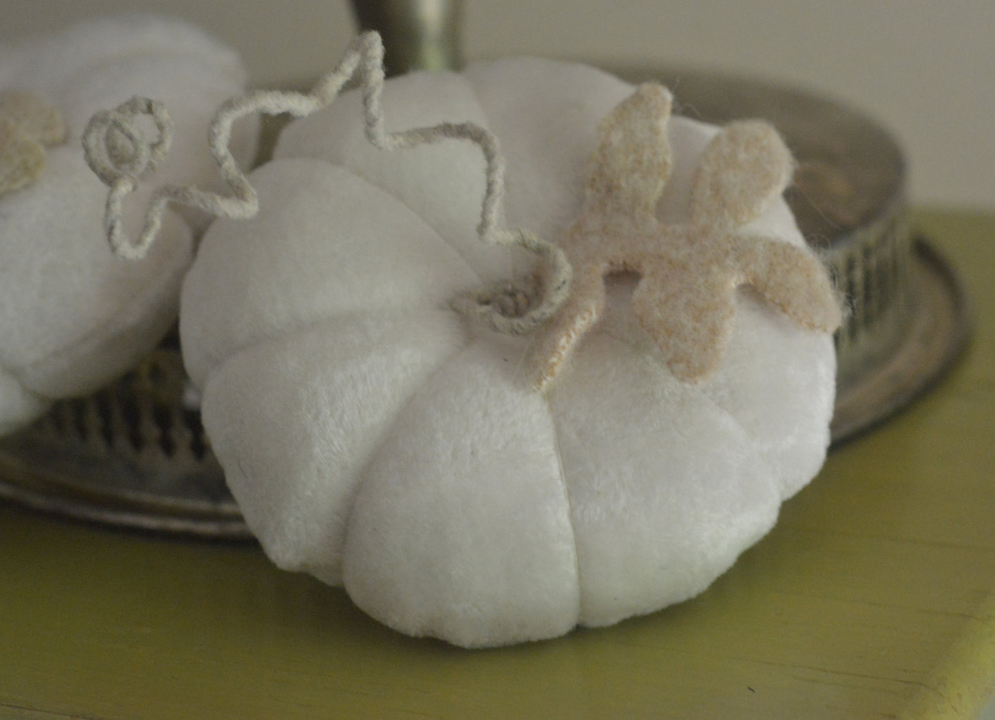 Vintage Velvet Pumpkins - White