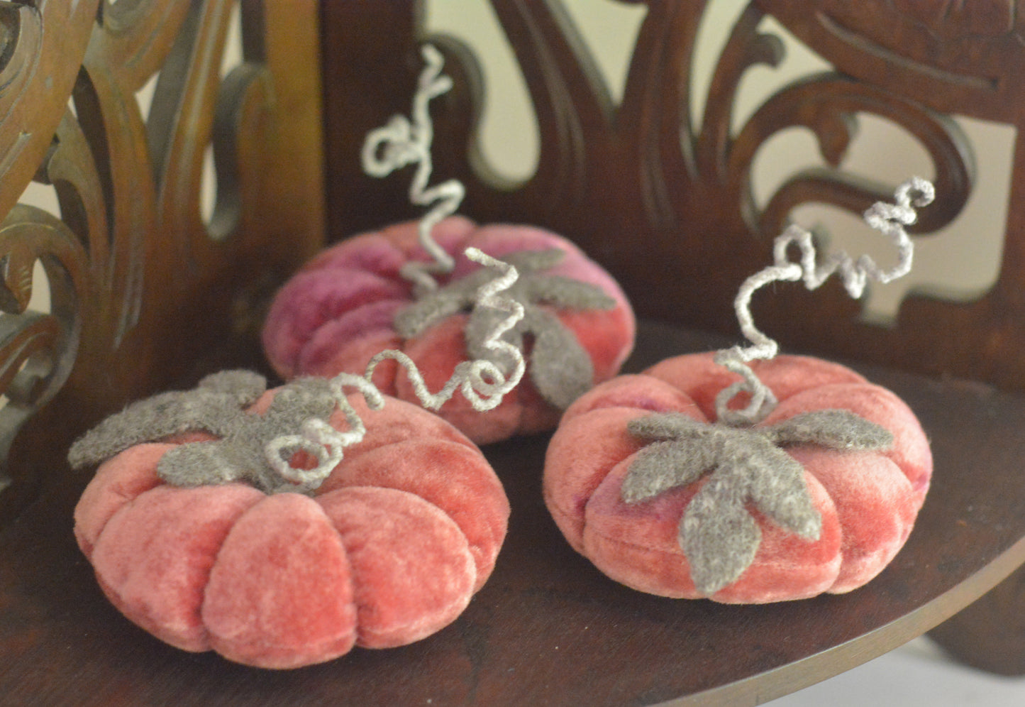 Vintage Velvet Pumpkins - Dark Rosy Wine