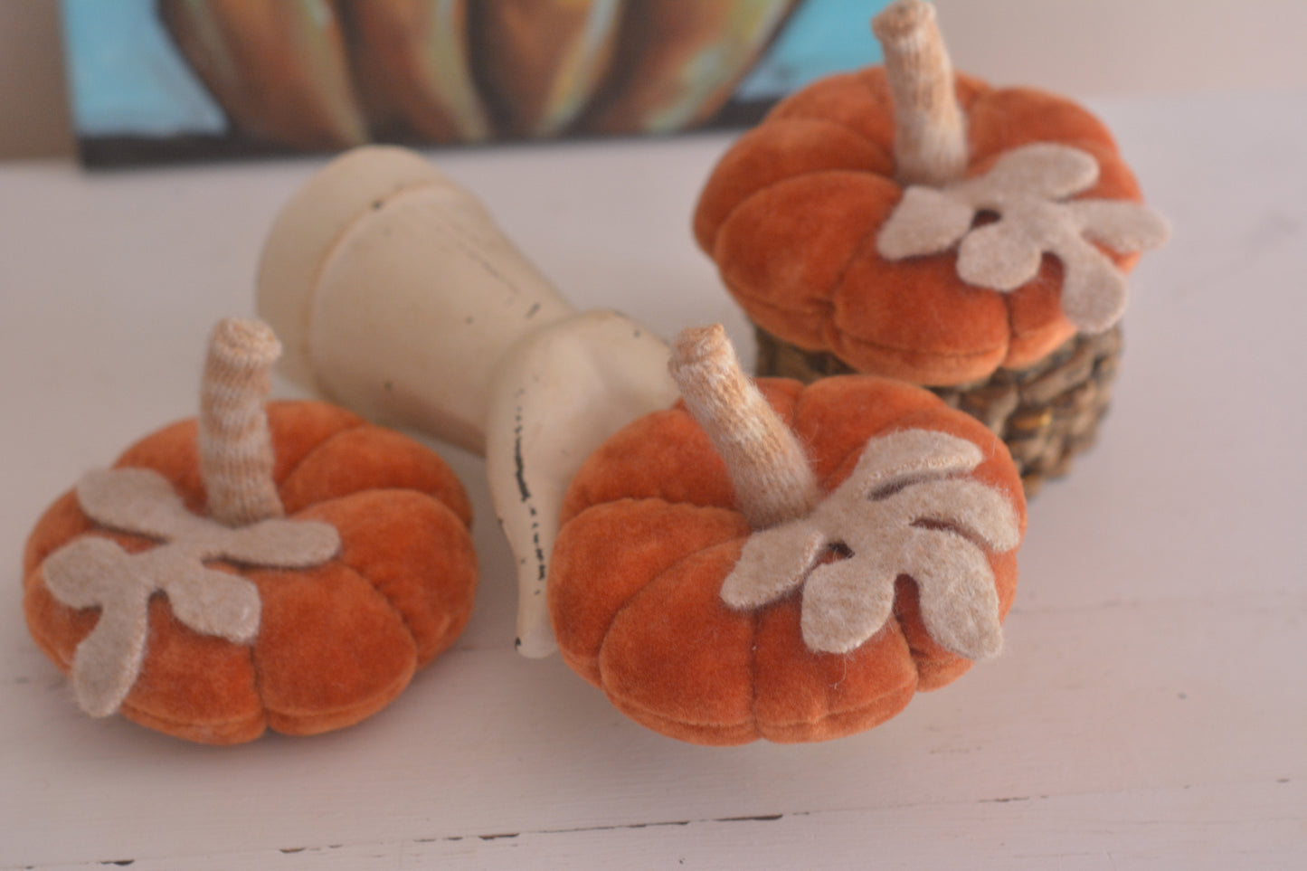 Vintage Velvet Pumpkin - Rusty Orange - Short Stems