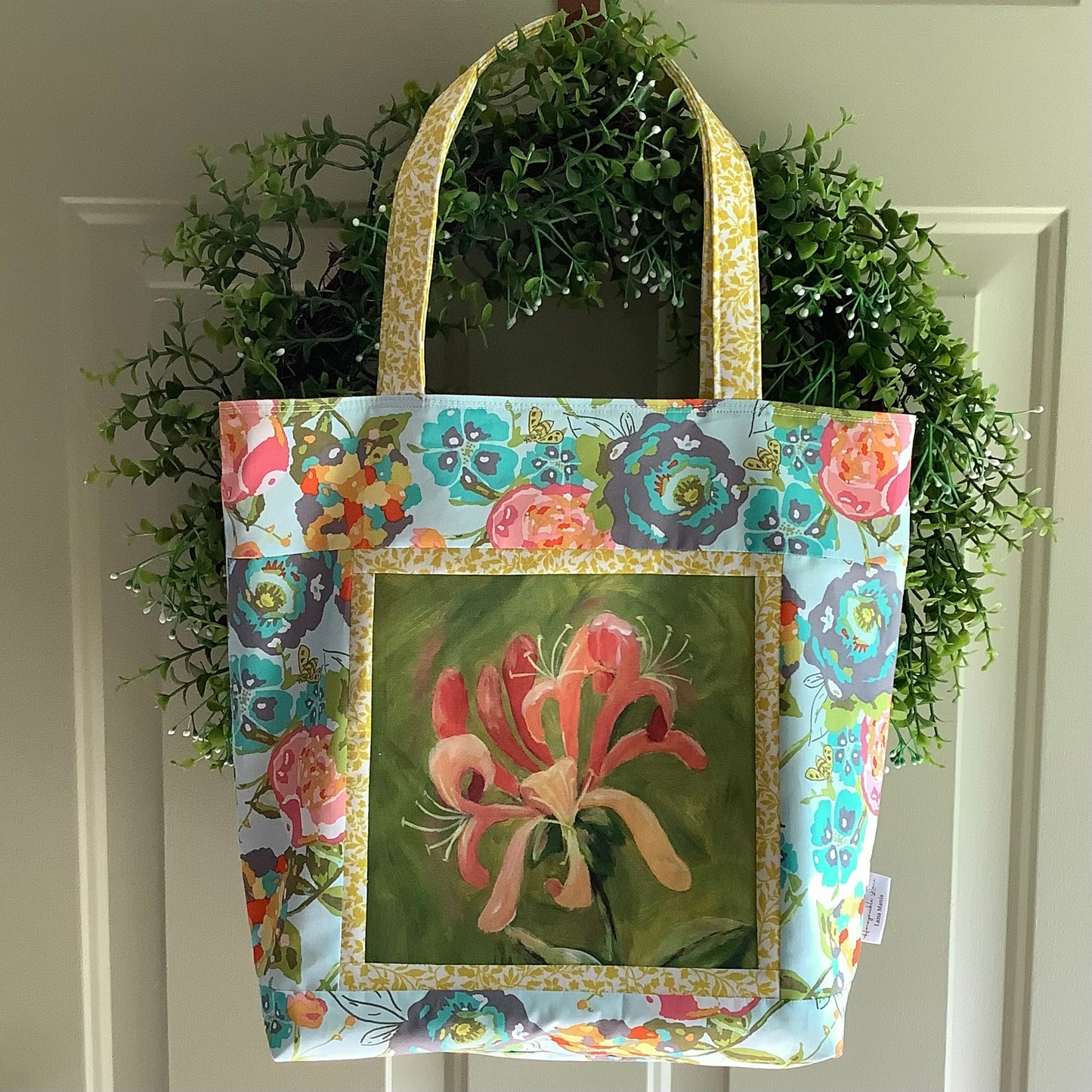Wild Honeysuckle Floral Market Tote Bag