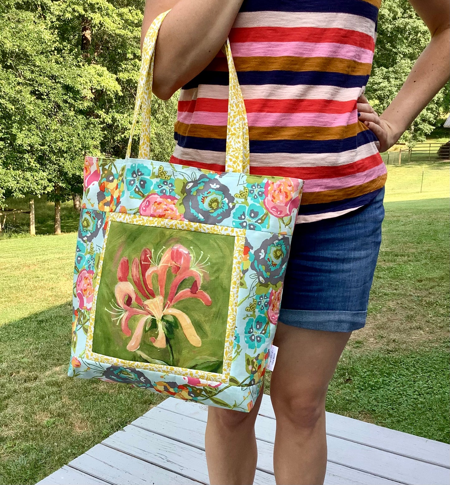 Wild Honeysuckle Floral Market Tote Bag