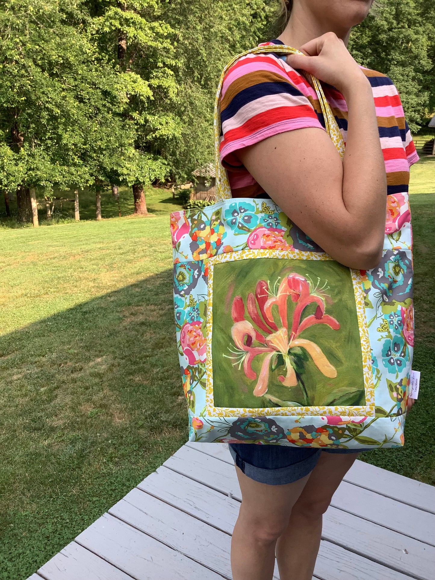Wild Honeysuckle Floral Market Tote Bag