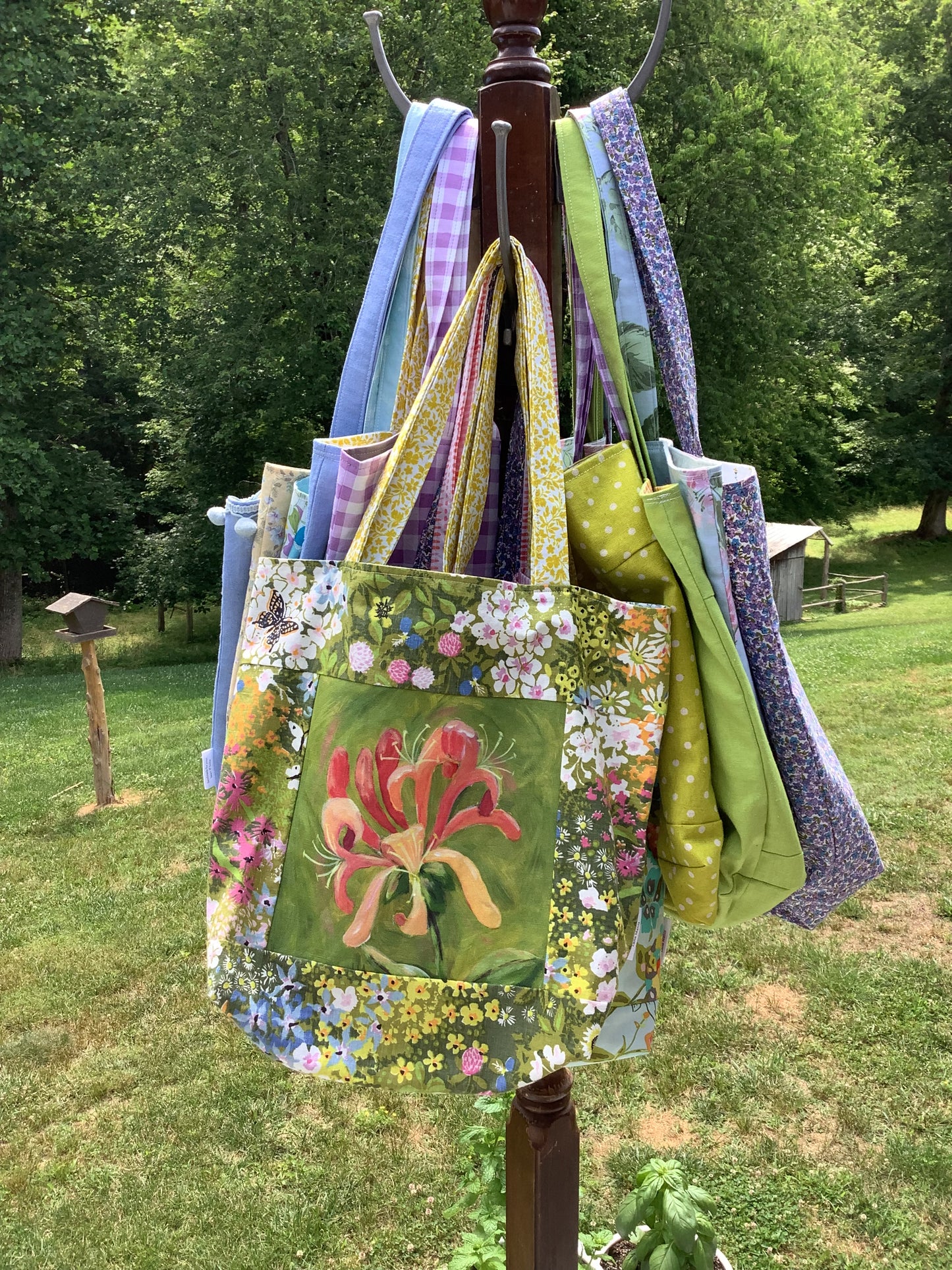 Vintage Honeysuckle Floral Market Tote Bag
