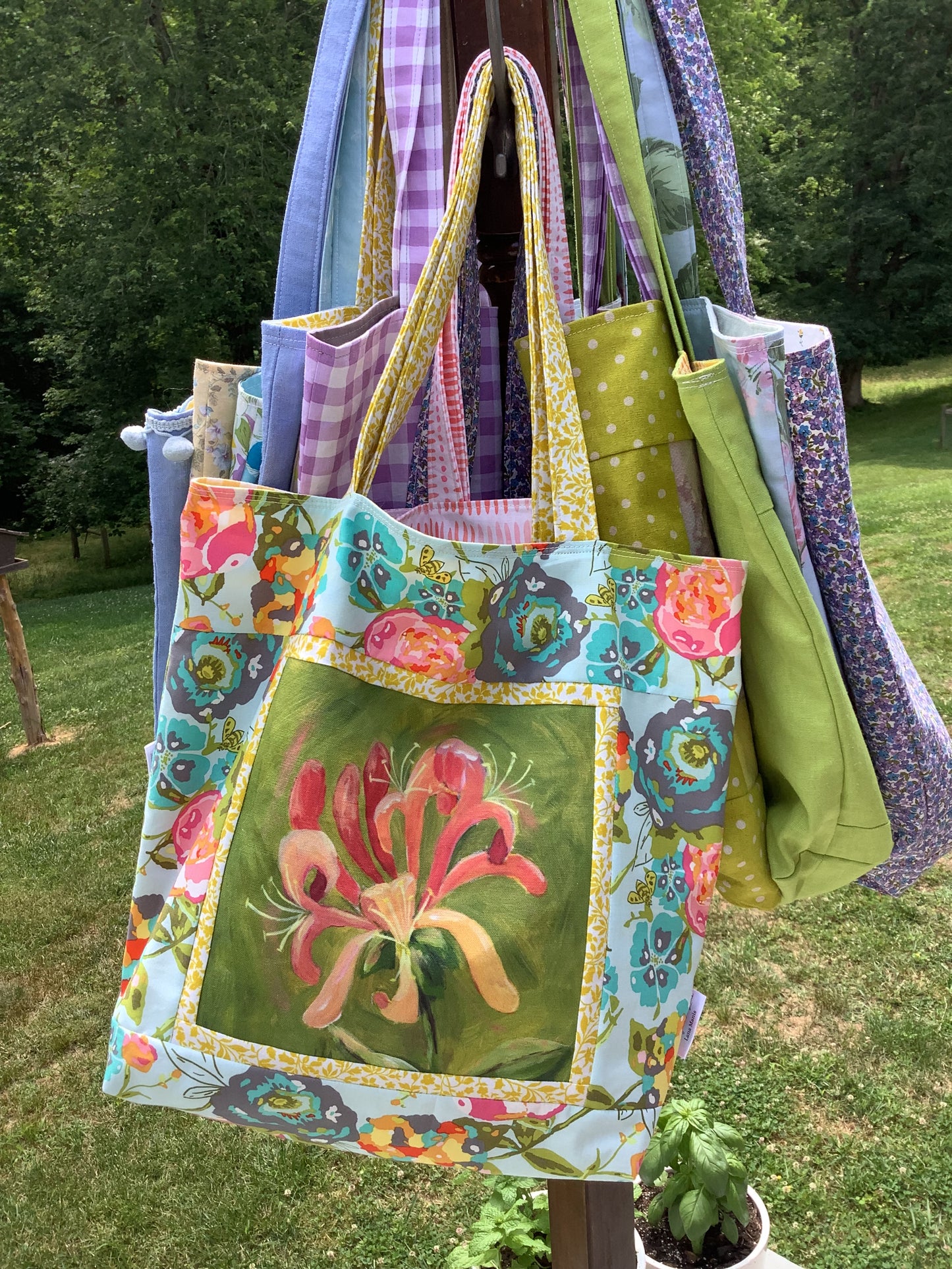 Wild Honeysuckle Floral Market Tote Bag