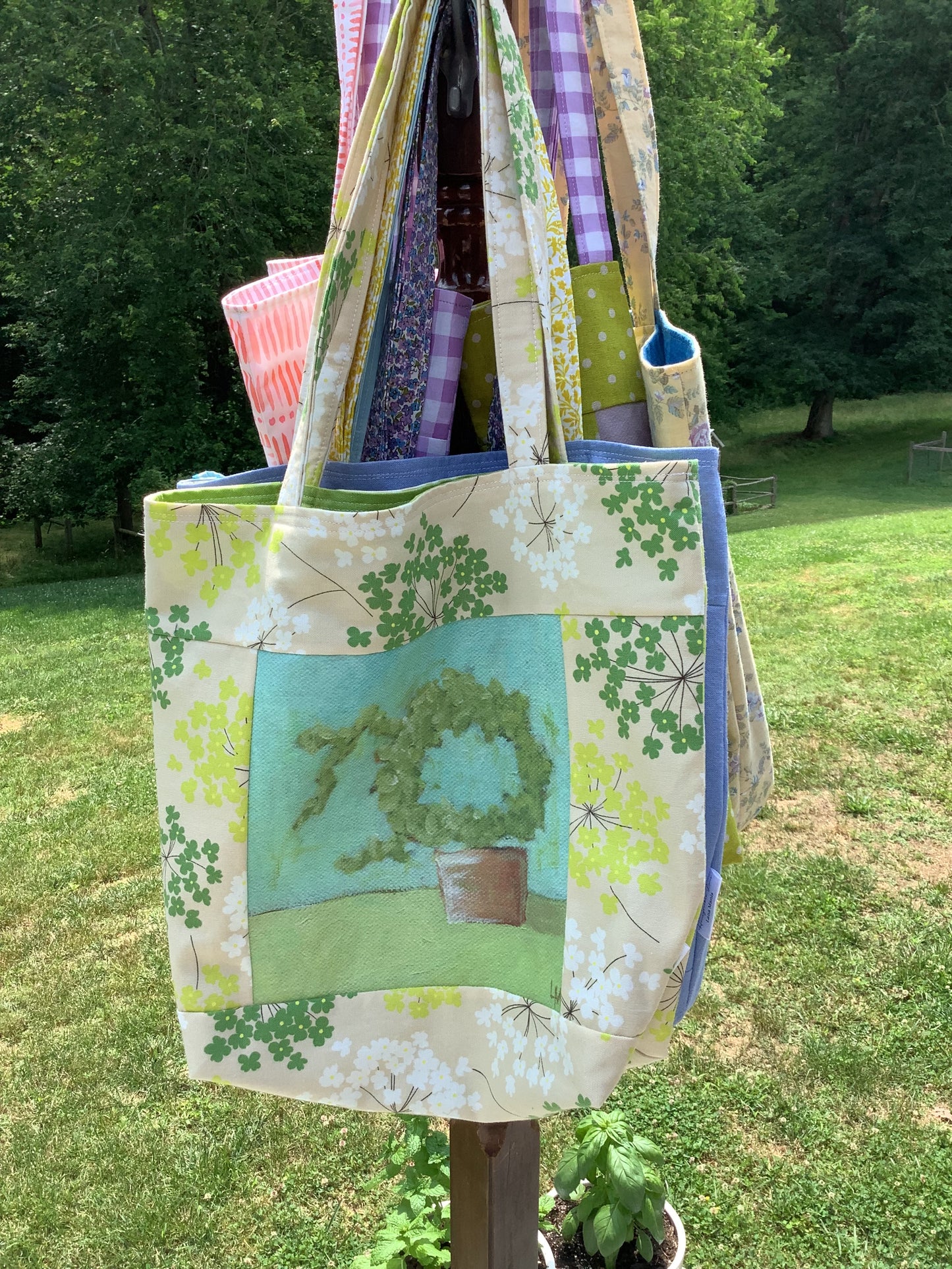 Topiary Floral Market Tote Bag