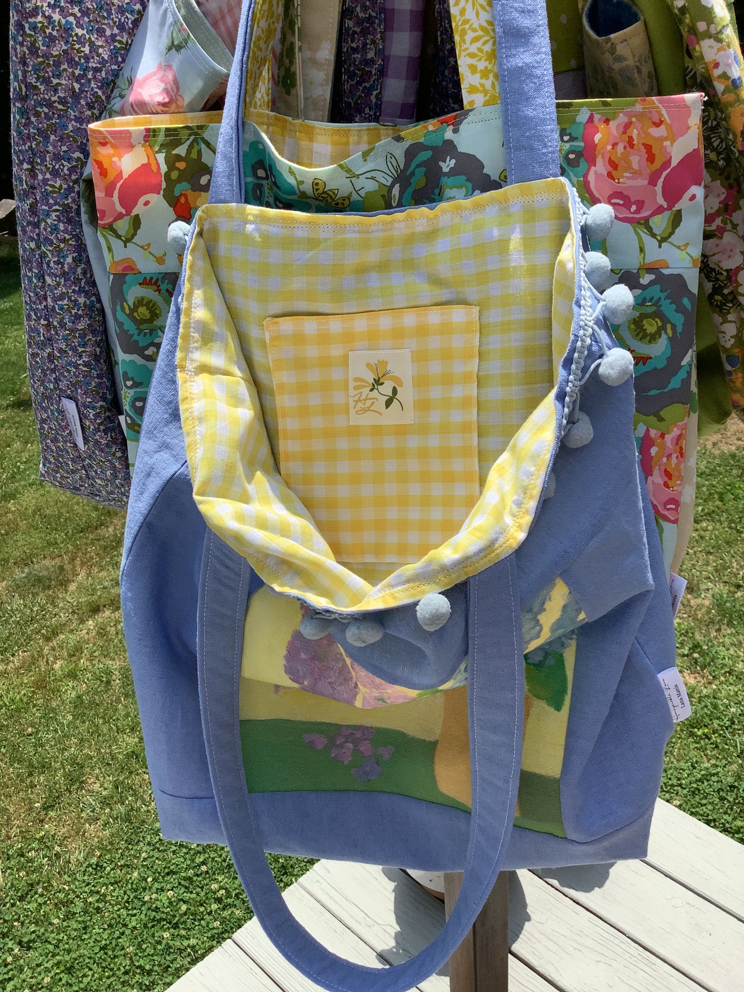 Lilacs & Pom Poms Floral Market Tote Bag