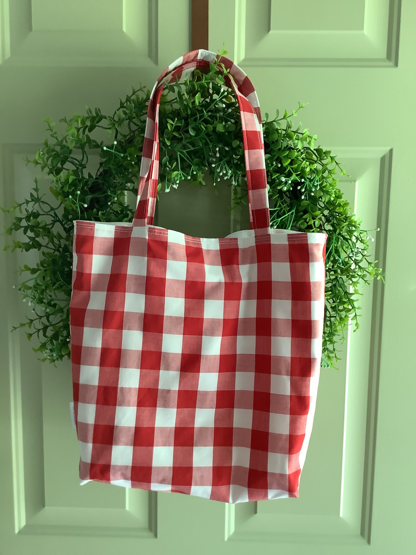 Lilacs & Gingham Floral Market Tote Bag