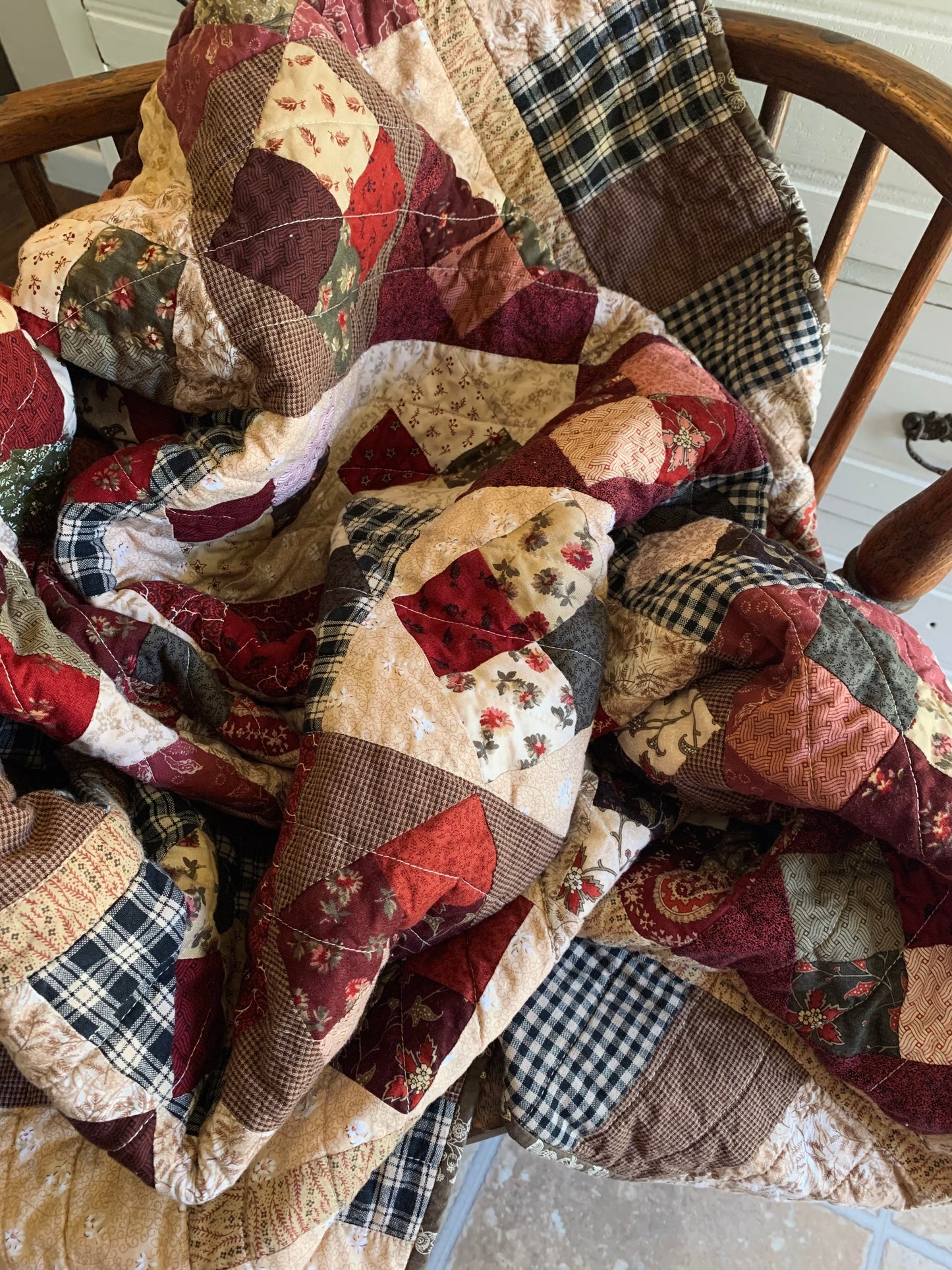 Four-Patch on Point Rustic Cabin Quilt