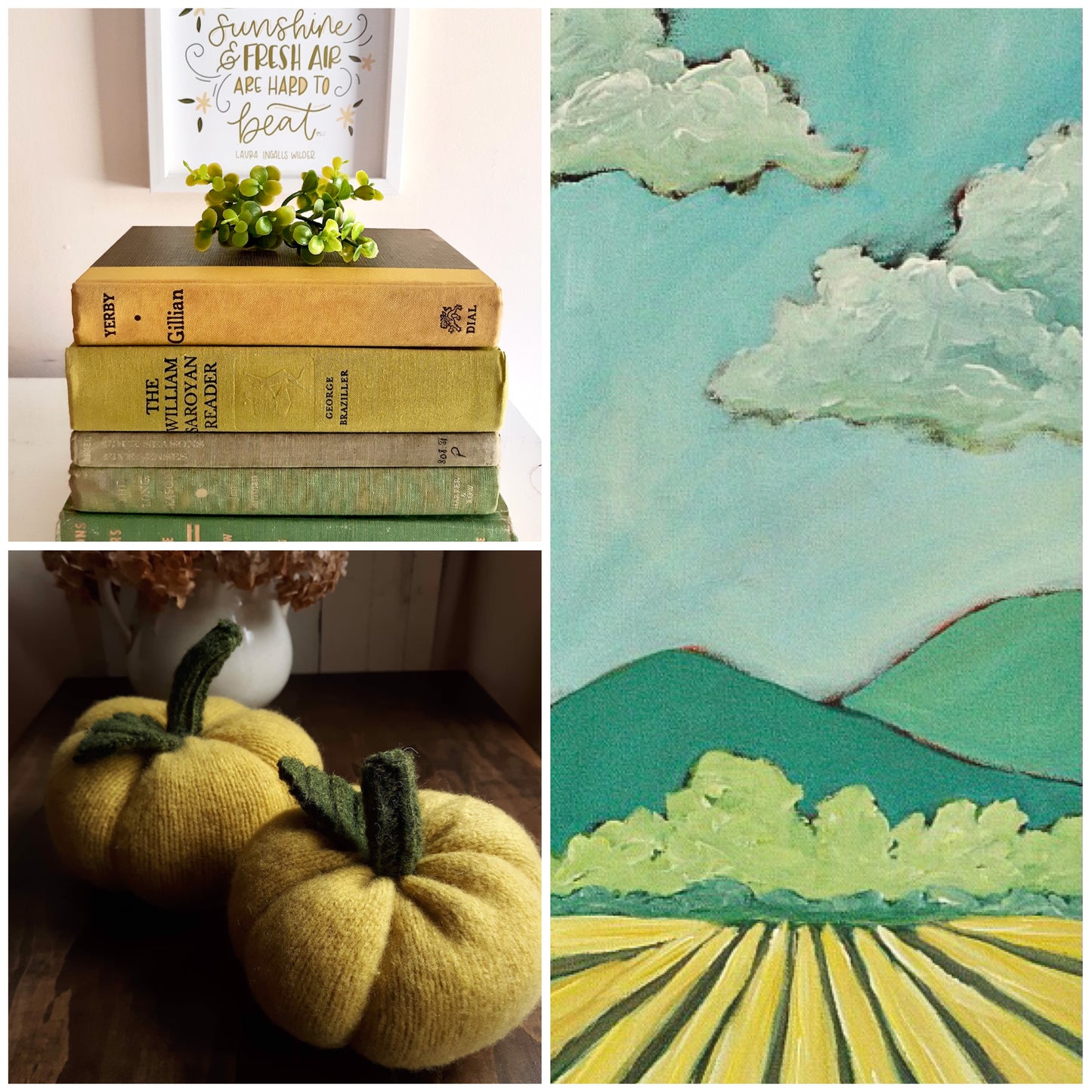 Yellow and Green Decorative Book Bundle