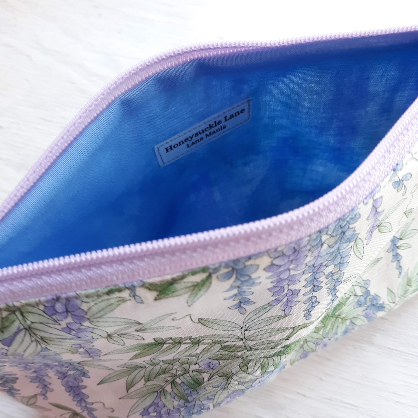 Wisteria Zipper Pouch with optional Key Fob