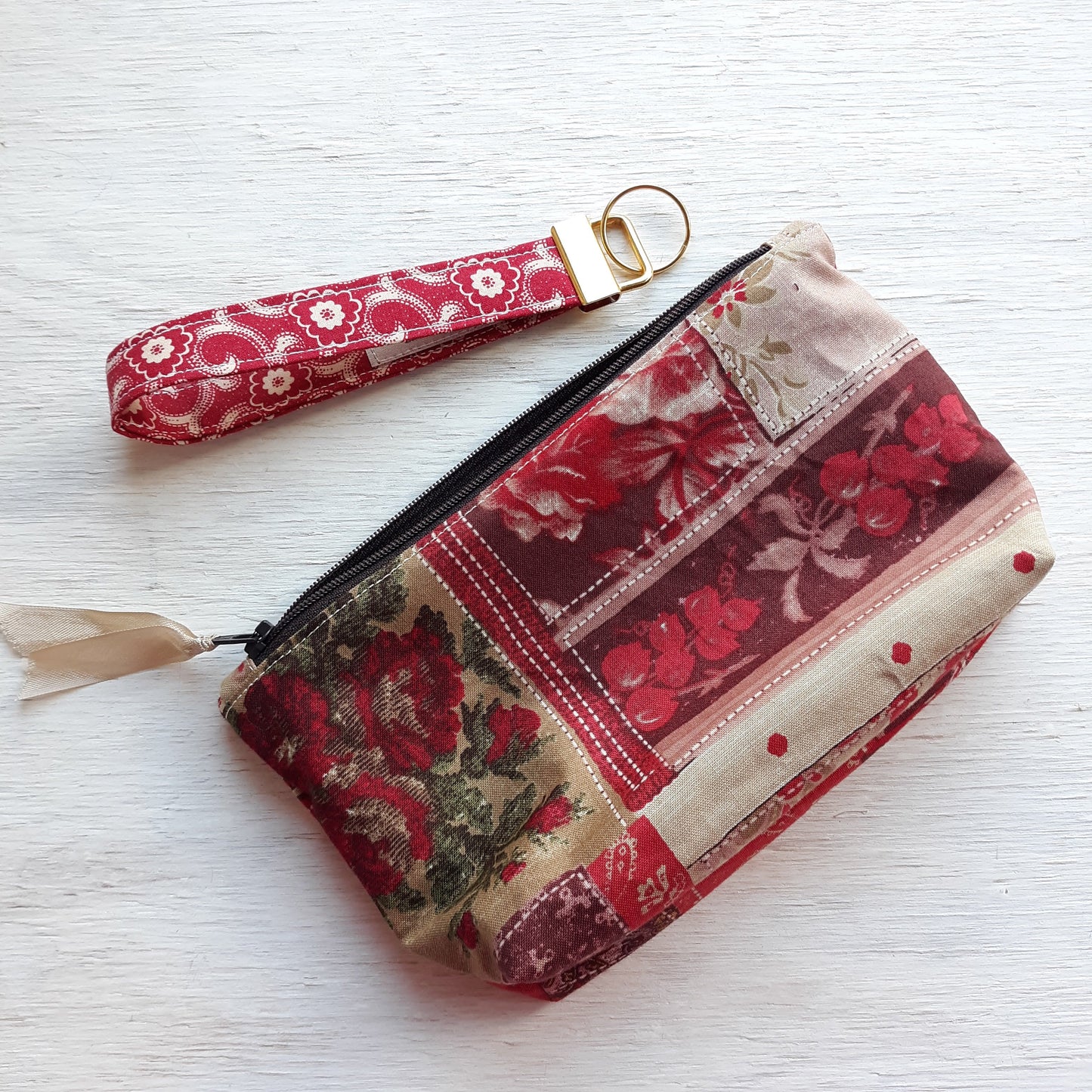 French General Fabric Zipper Pouch with optional Key Fob