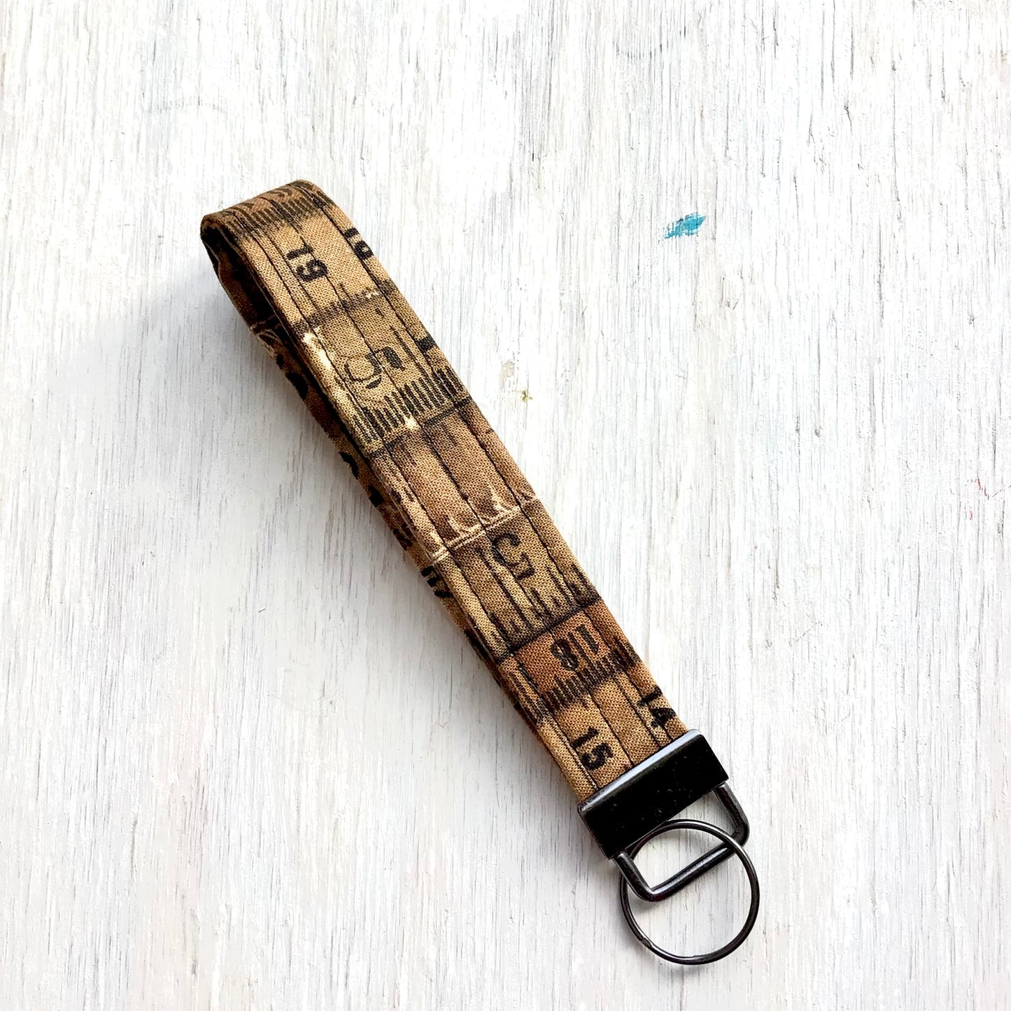 Key Fob - Rustic Measuring Tape Fabric