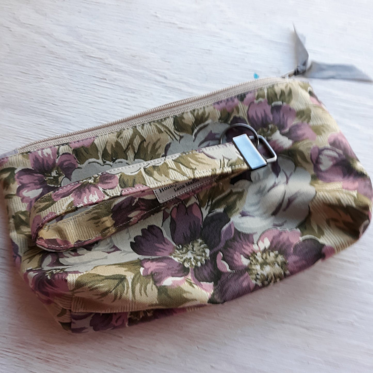 Floral Zipper Pouch with optional Key Fob
