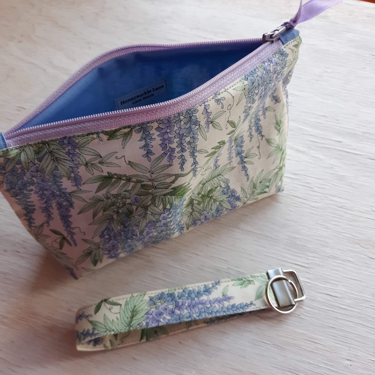 Wisteria Zipper Pouch with optional Key Fob