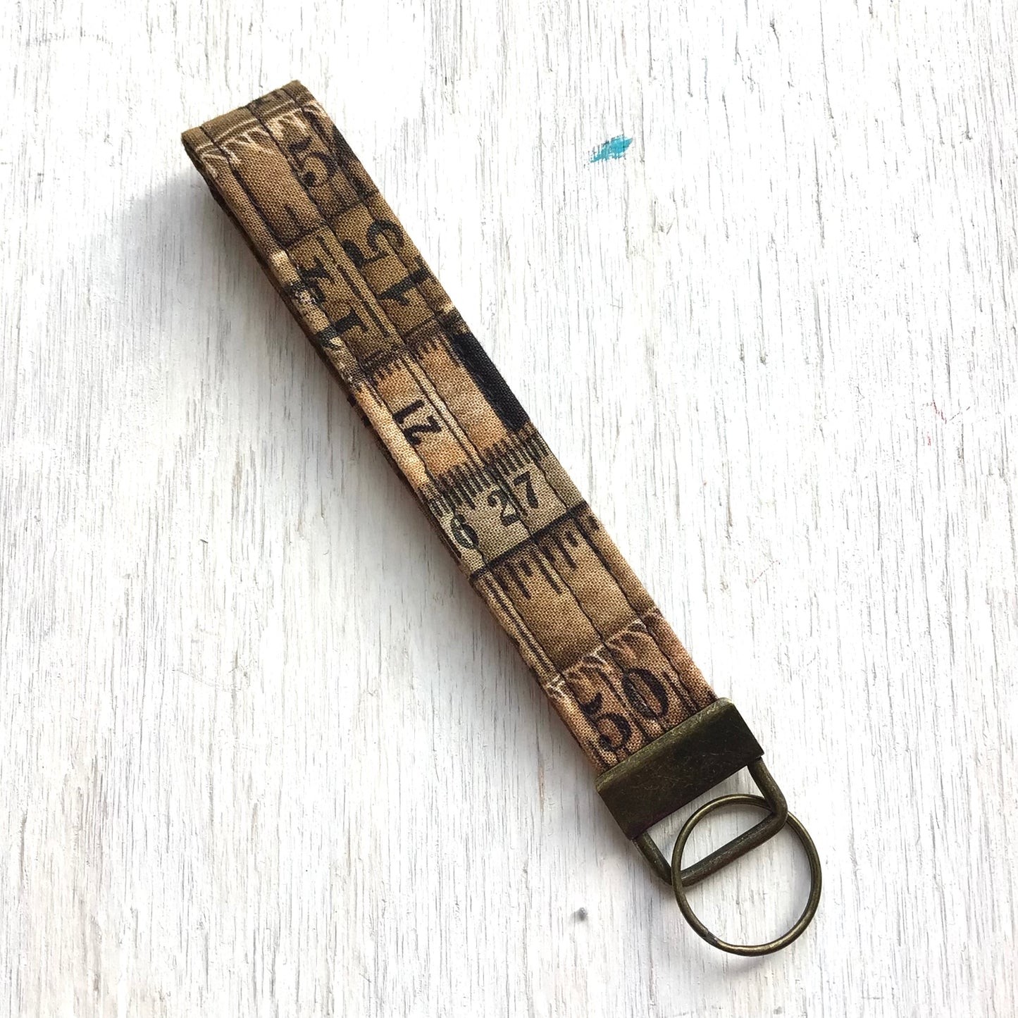 Key Fob - Rustic Measuring Tape Fabric