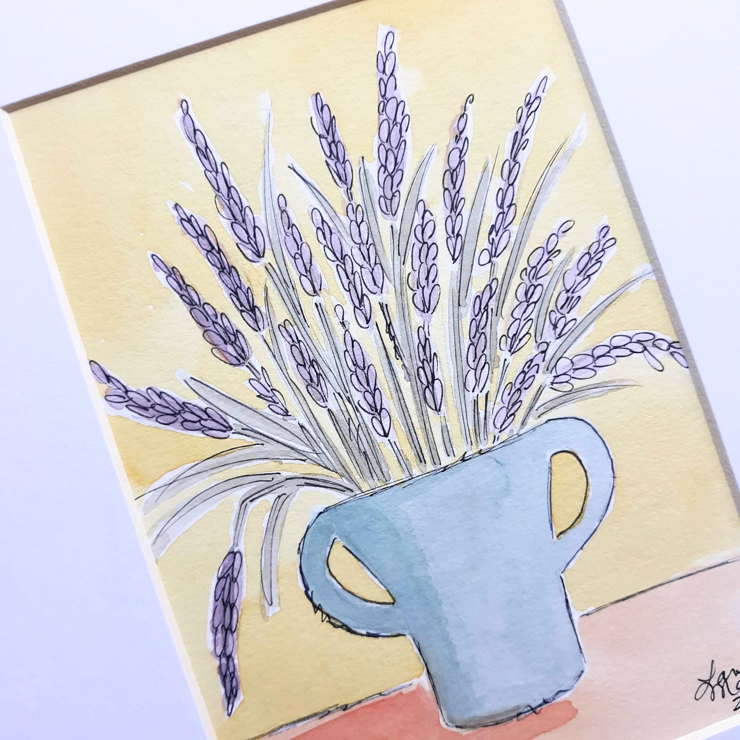 Lavender in Vase #1 Watercolor Painting