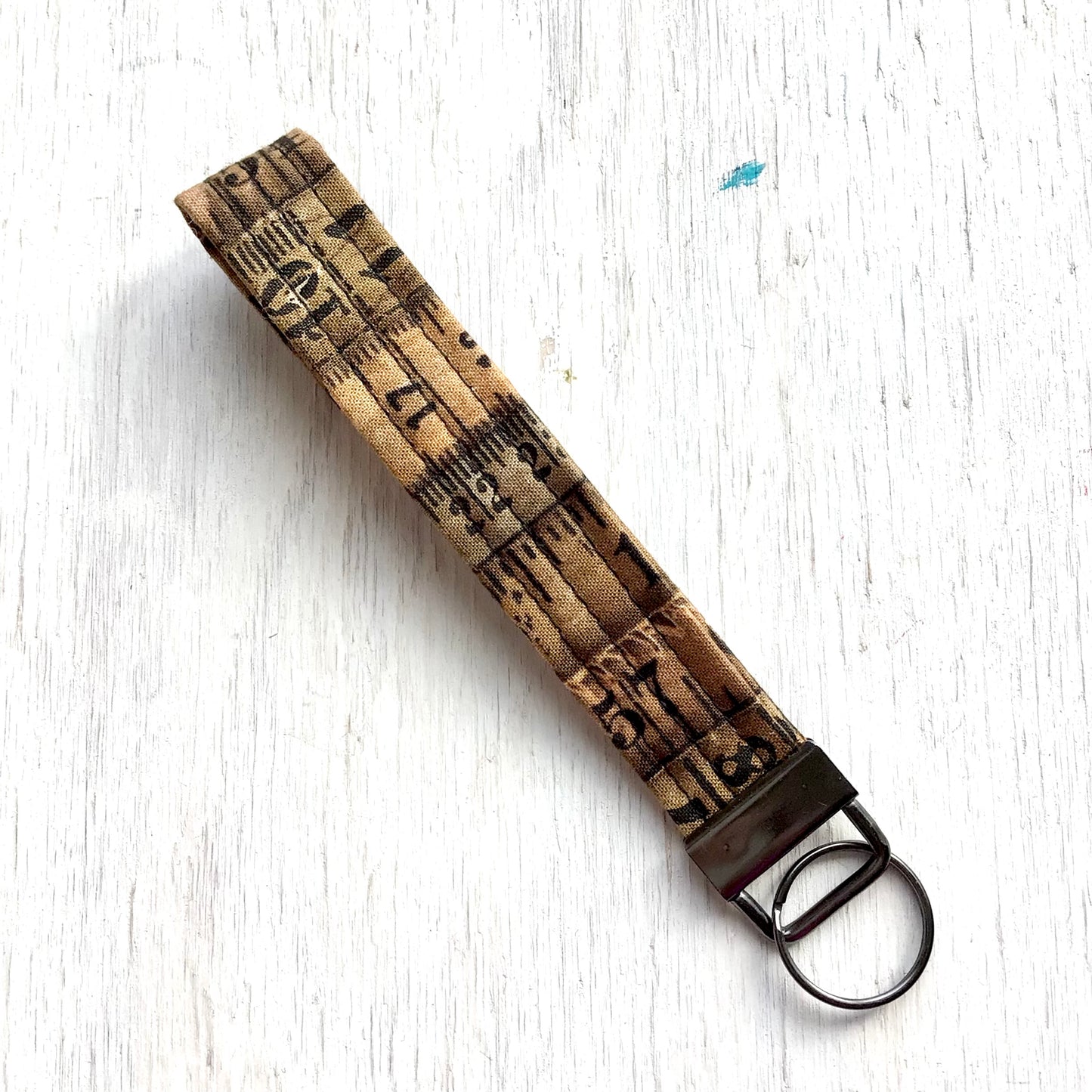 Key Fob - Rustic Measuring Tape Fabric