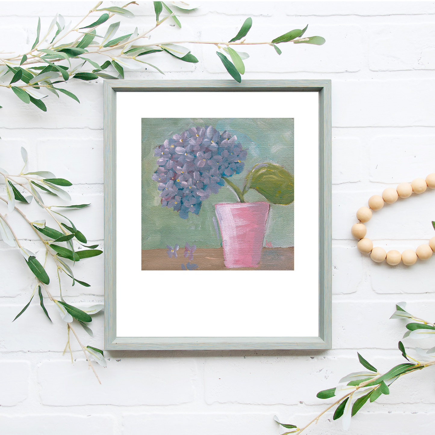 Hydrangea in Vase Art Print