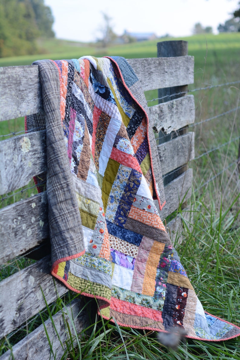 Scrappy square dance quilt