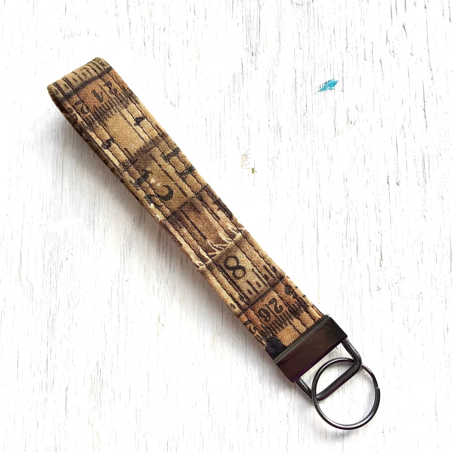 Key Fob - Rustic Measuring Tape Fabric