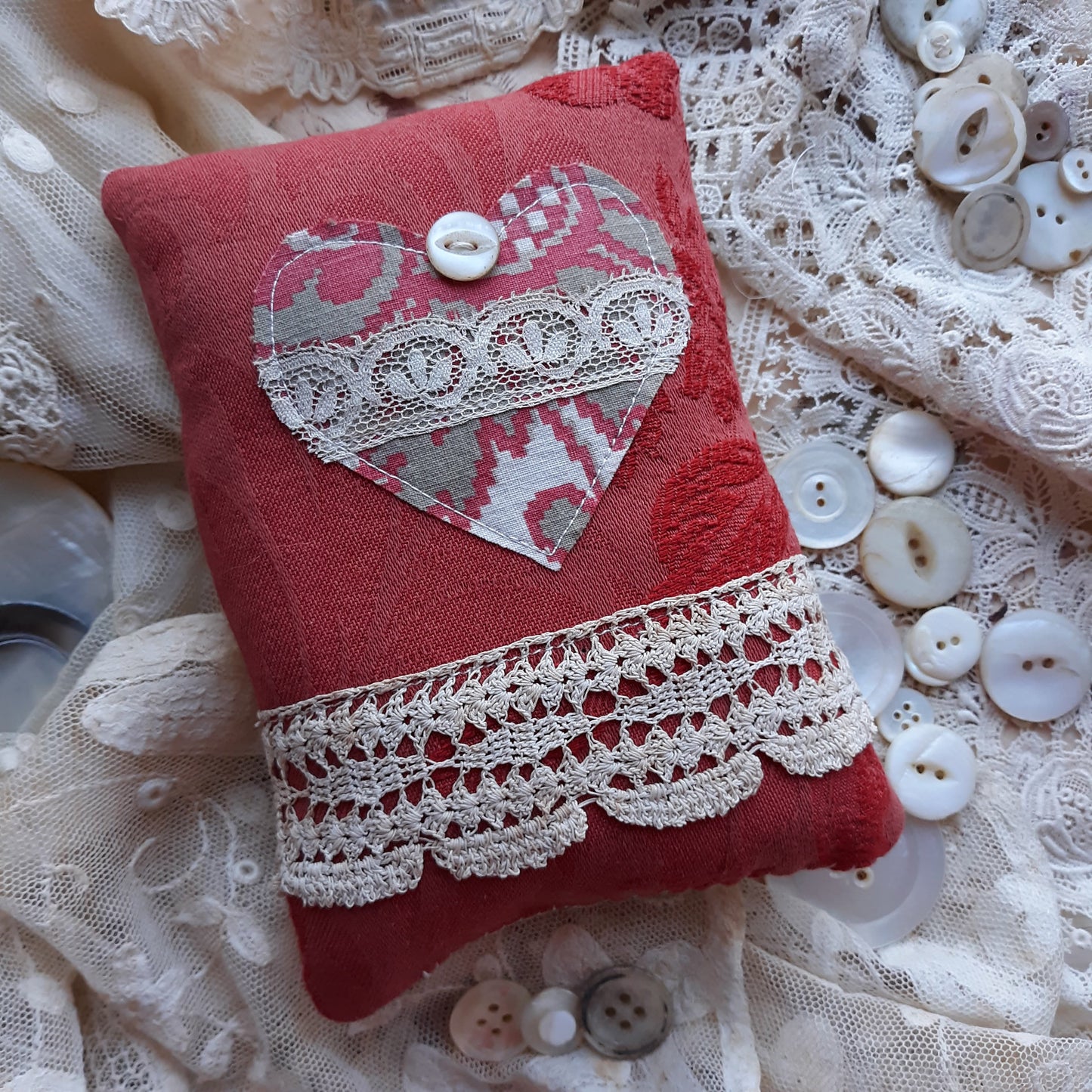 French Red Damask Lavender Sachet