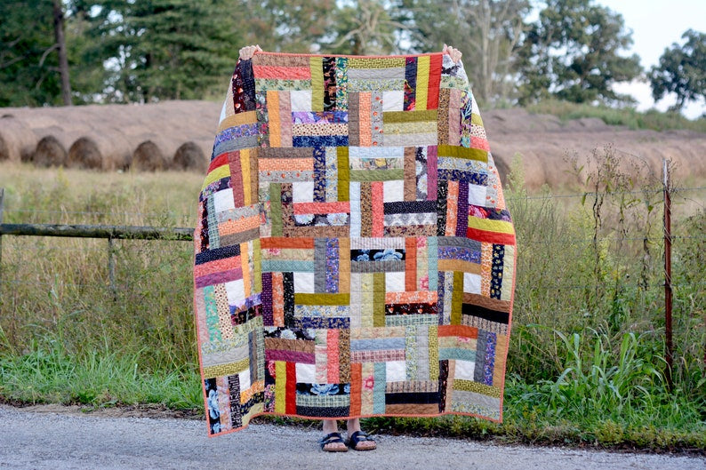 Scrappy square dance quilt
