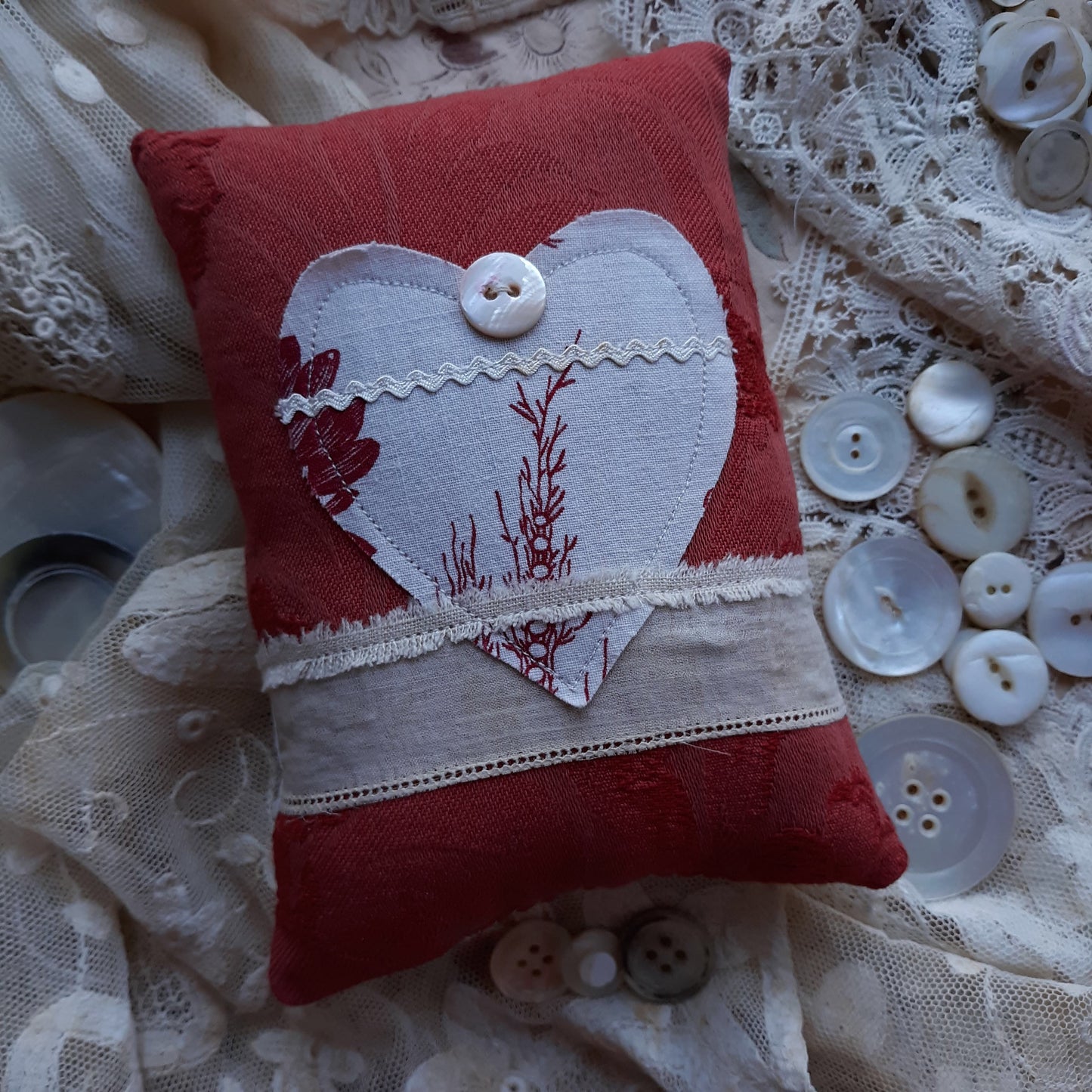 French Red Damask Lavender Sachet