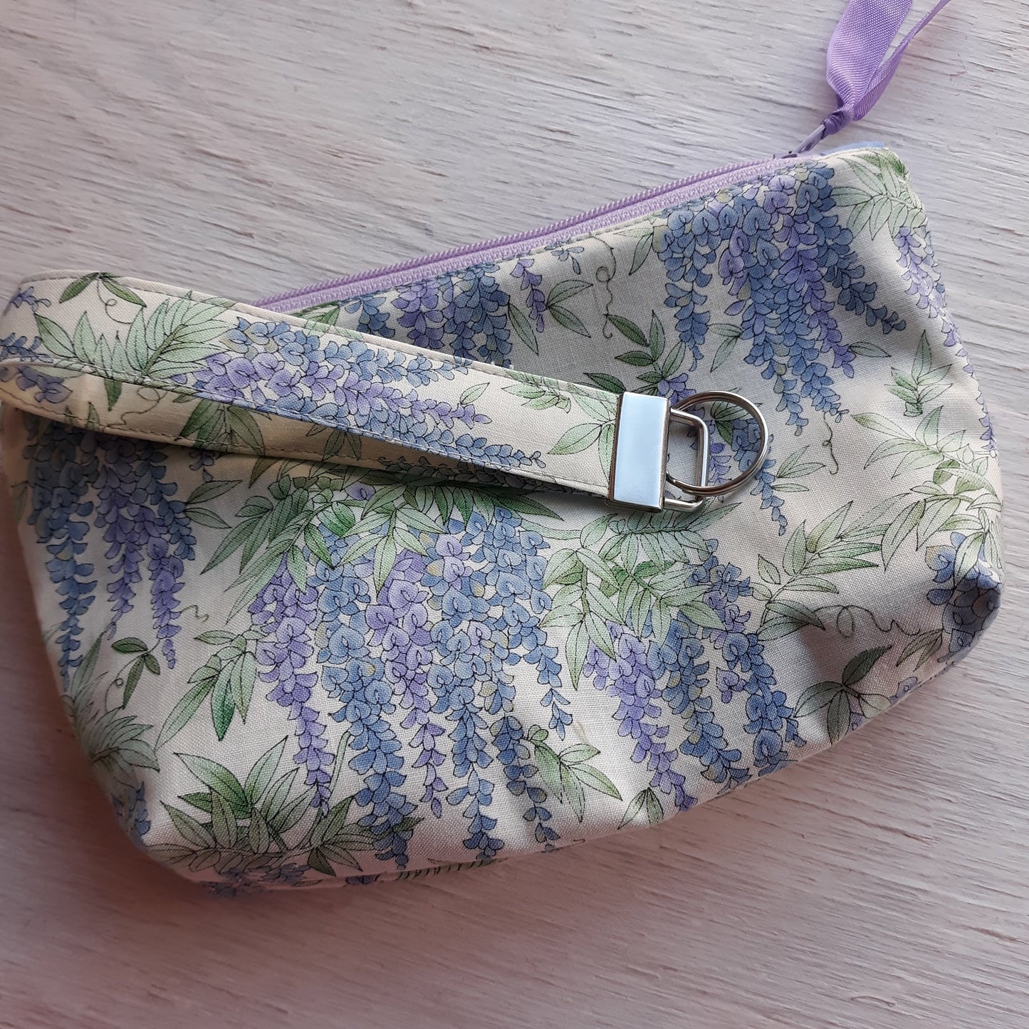 Wisteria Zipper Pouch with optional Key Fob