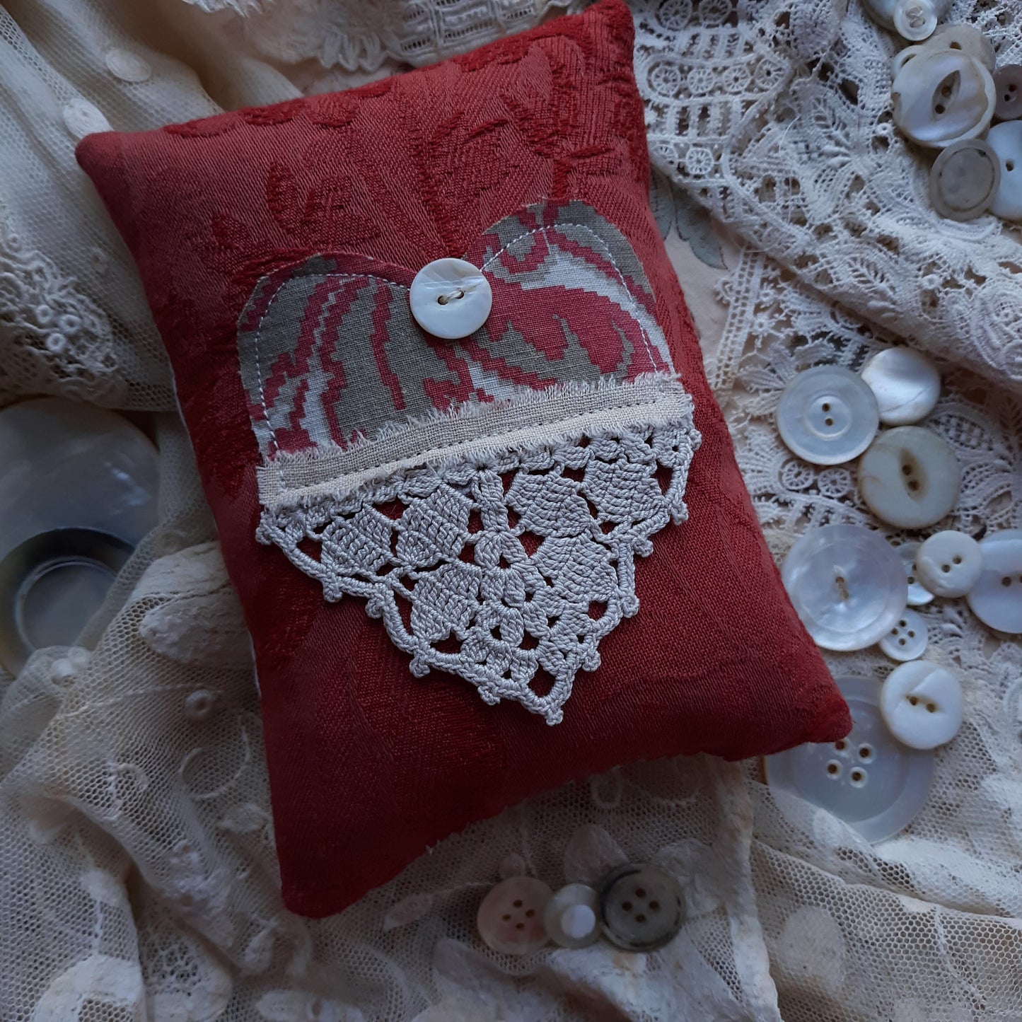French Red Damask Lavender Sachet