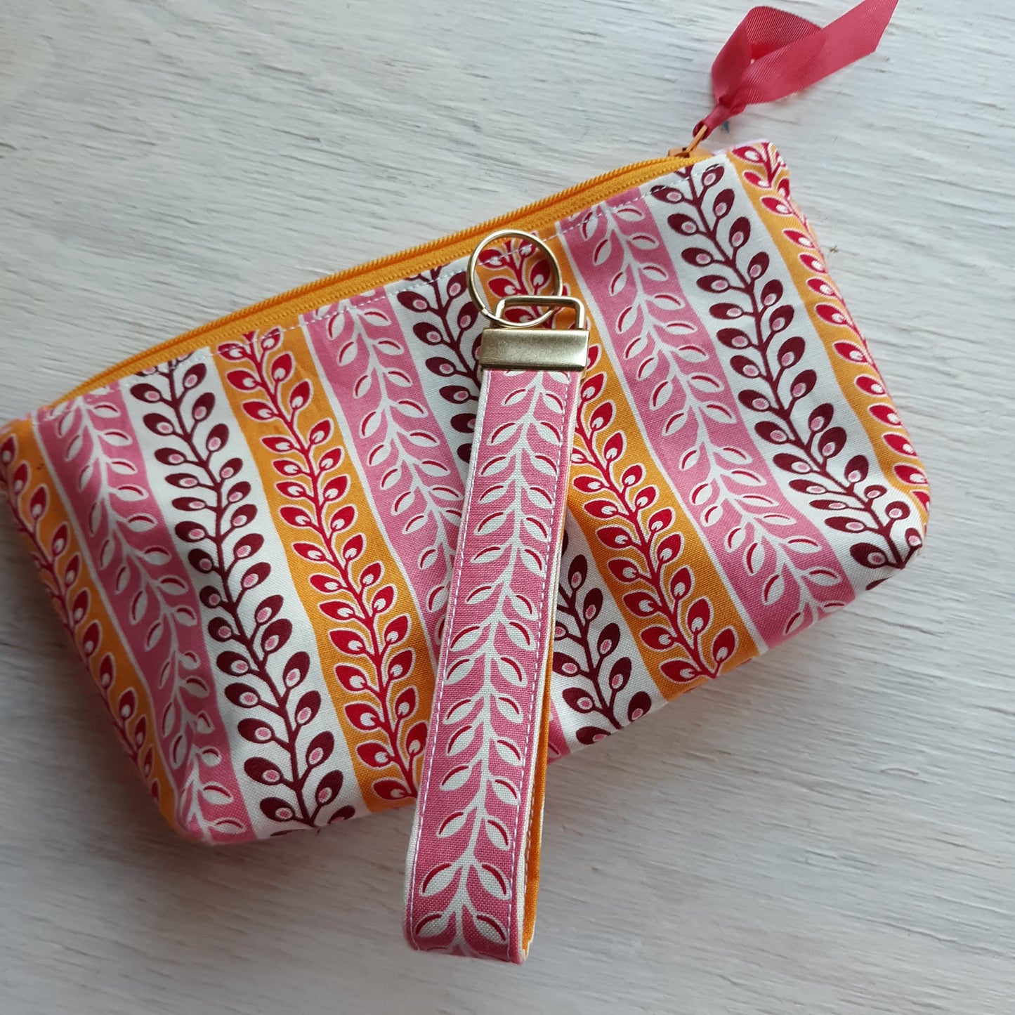 Seed Pod Stripe Zipper Pouch with optional Key Fob