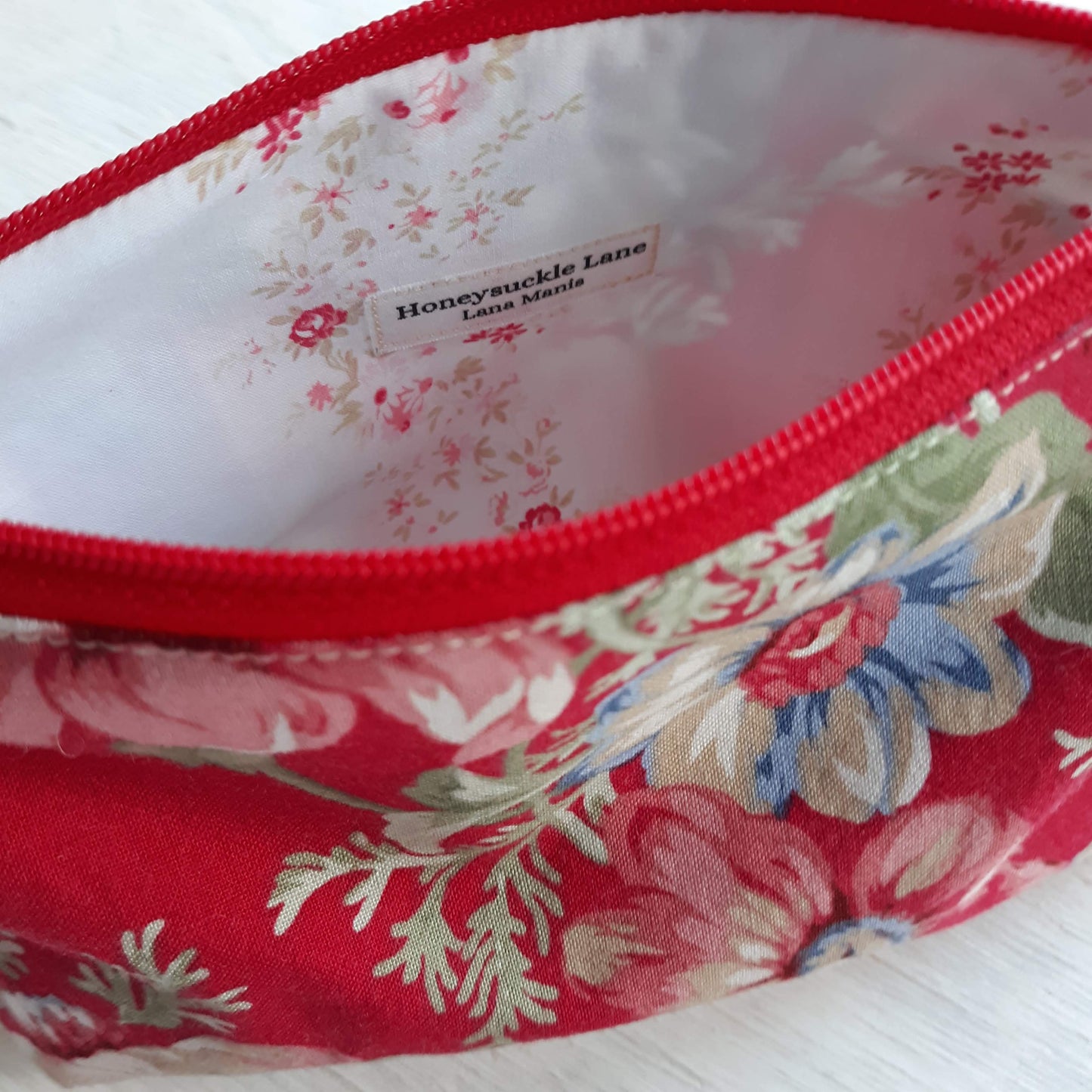 Floral Zipper Pouch with optional Key Fob