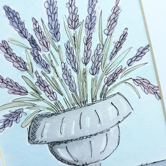 Lavender in Urn #1 Watercolor Painting