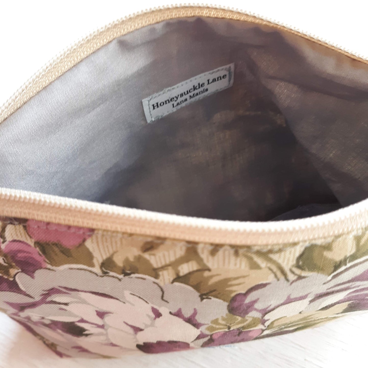 Floral Zipper Pouch with optional Key Fob