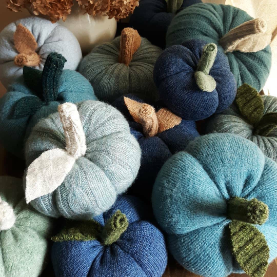 Farmhouse Blue Wool Pumpkin