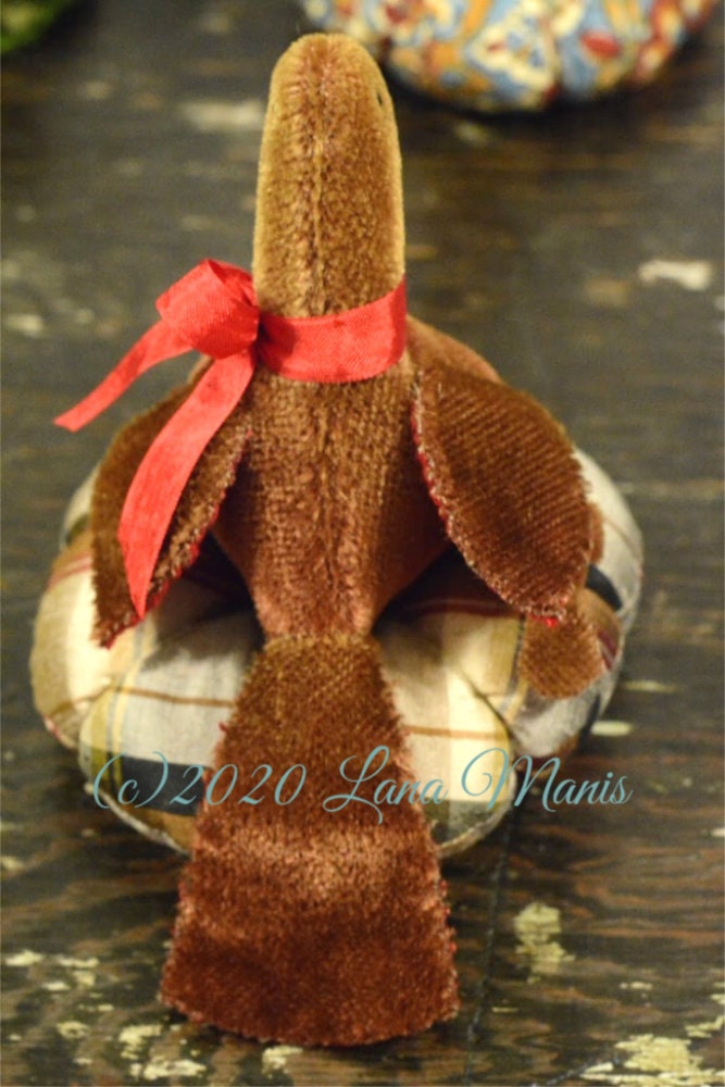 Mohair Bird on Plaid Silk Dupioni Cushion