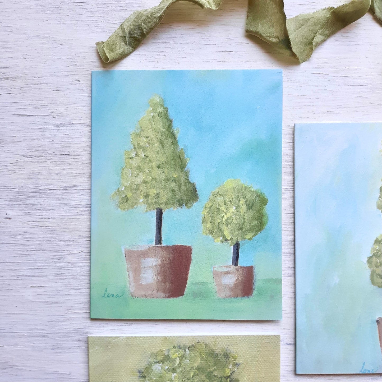 Topiary Folded Notecards - set of 4