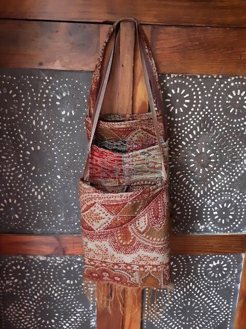 Boho Folk Art Wall Hanging Bag with Fringe
